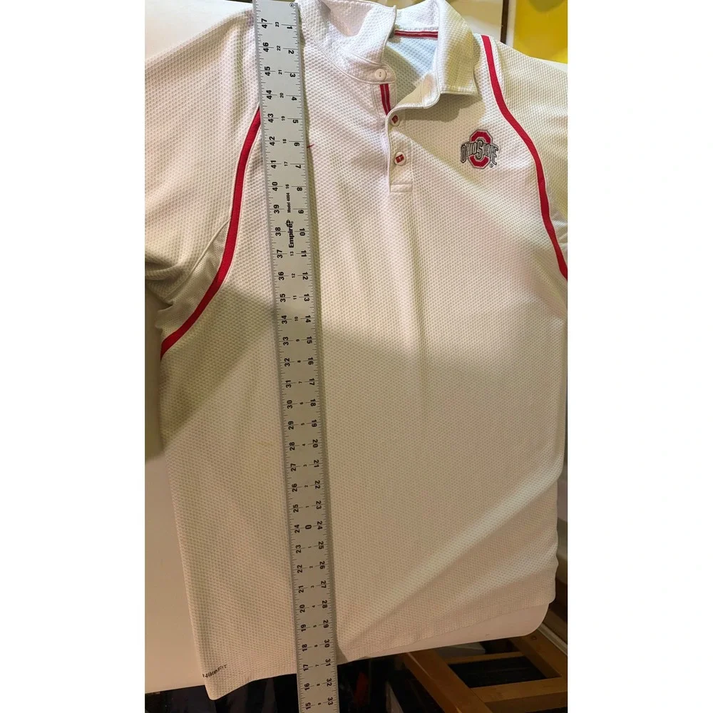 Vtg Nike Polo Shirt Mens XXL White Ohio State Buckeyes Dri-FIT Waffle Knit 00's